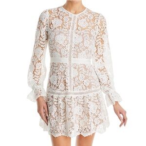 AQUA LACE TIERED MINI DRESS